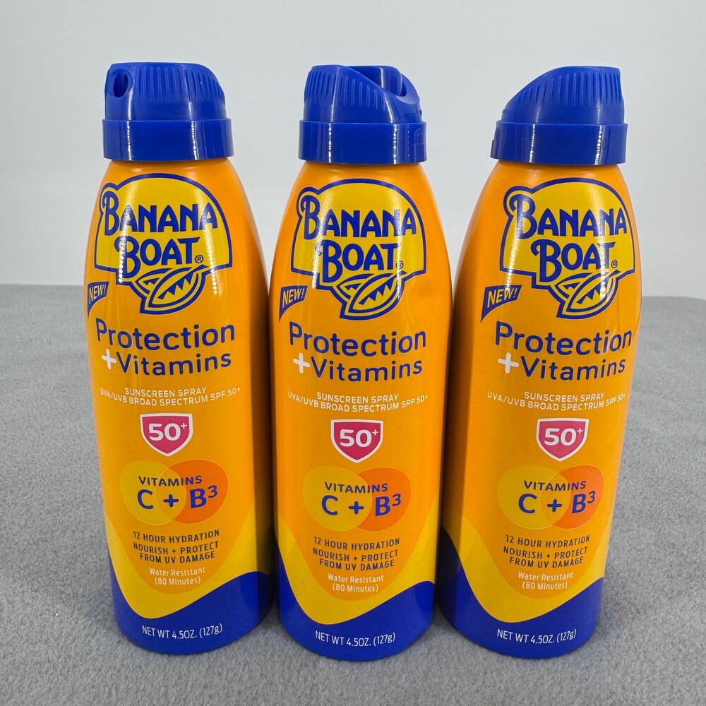 Banana‎ Boat Protection + Vitamins SPF 50+ Spray 4.5oz Lot Of 3 New